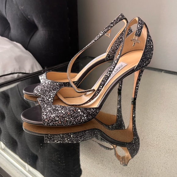 Brand new Jimmy Choo gun medal speckle star heels sandals 40 9.5 10 - Picture 5 of 10